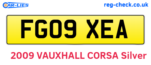 FG09XEA are the vehicle registration plates.