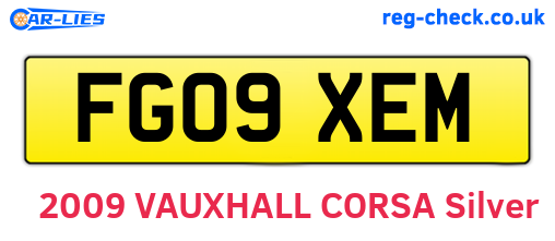 FG09XEM are the vehicle registration plates.