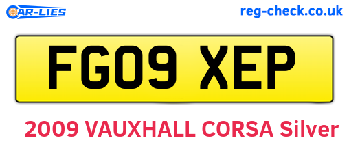 FG09XEP are the vehicle registration plates.