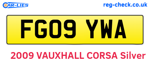 FG09YWA are the vehicle registration plates.