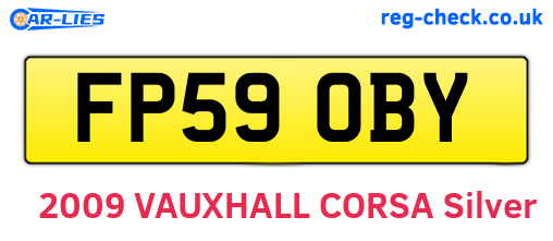 FP59OBY are the vehicle registration plates.