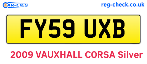 FY59UXB are the vehicle registration plates.