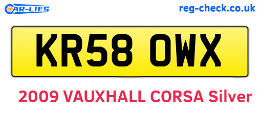 KR58OWX are the vehicle registration plates.