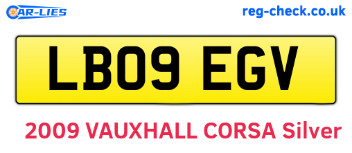 LB09EGV are the vehicle registration plates.