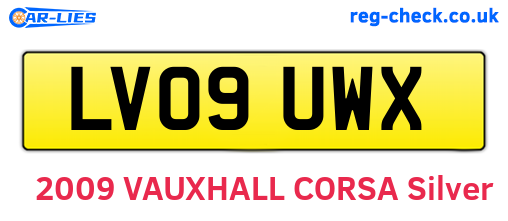 LV09UWX are the vehicle registration plates.