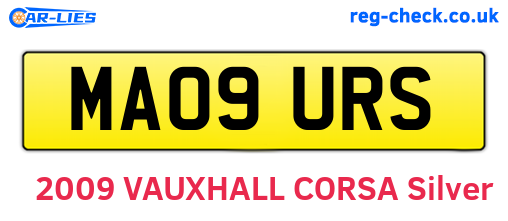 MA09URS are the vehicle registration plates.