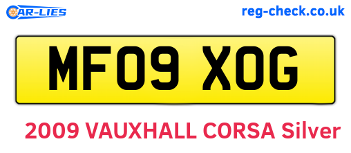 MF09XOG are the vehicle registration plates.