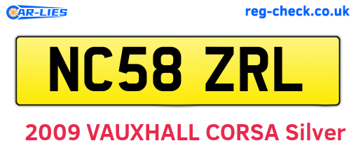 NC58ZRL are the vehicle registration plates.
