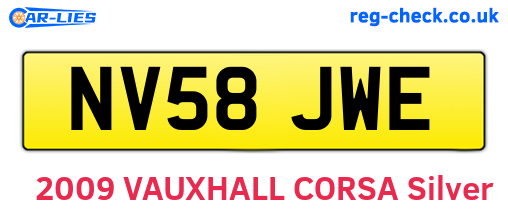NV58JWE are the vehicle registration plates.