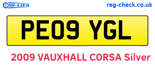 PE09YGL are the vehicle registration plates.