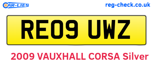 RE09UWZ are the vehicle registration plates.