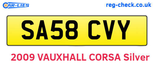 SA58CVY are the vehicle registration plates.