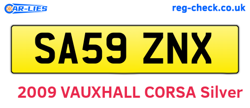 SA59ZNX are the vehicle registration plates.