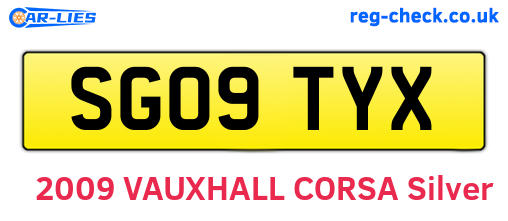 SG09TYX are the vehicle registration plates.