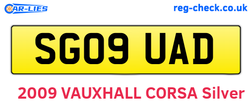 SG09UAD are the vehicle registration plates.
