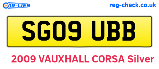 SG09UBB are the vehicle registration plates.