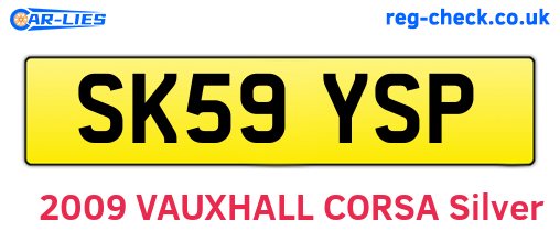 SK59YSP are the vehicle registration plates.