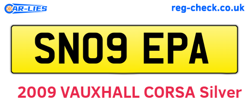 SN09EPA are the vehicle registration plates.
