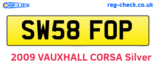 SW58FOP are the vehicle registration plates.