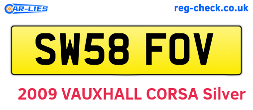 SW58FOV are the vehicle registration plates.