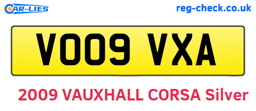 VO09VXA are the vehicle registration plates.