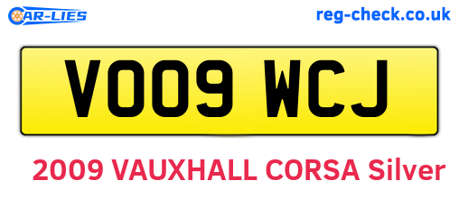 VO09WCJ are the vehicle registration plates.