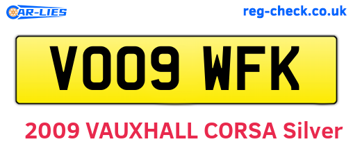 VO09WFK are the vehicle registration plates.