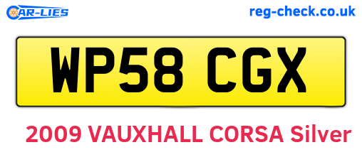 WP58CGX are the vehicle registration plates.