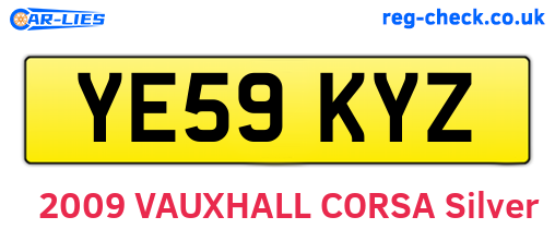 YE59KYZ are the vehicle registration plates.