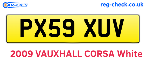 PX59XUV are the vehicle registration plates.