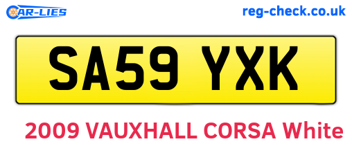 SA59YXK are the vehicle registration plates.