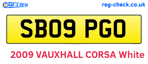 SB09PGO are the vehicle registration plates.