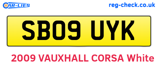 SB09UYK are the vehicle registration plates.