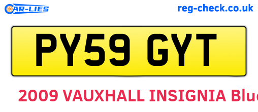 PY59GYT are the vehicle registration plates.