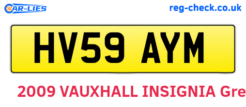 HV59AYM are the vehicle registration plates.
