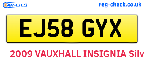 EJ58GYX are the vehicle registration plates.