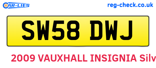 SW58DWJ are the vehicle registration plates.