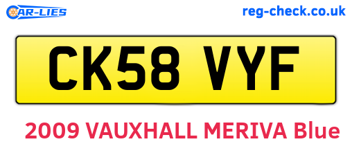CK58VYF are the vehicle registration plates.