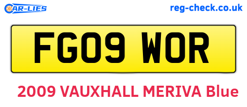 FG09WOR are the vehicle registration plates.