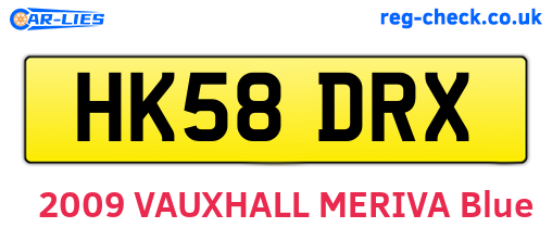 HK58DRX are the vehicle registration plates.