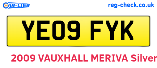 YE09FYK are the vehicle registration plates.
