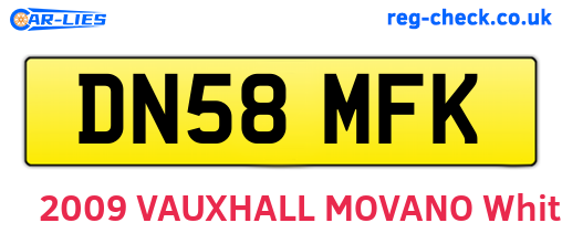 DN58MFK are the vehicle registration plates.