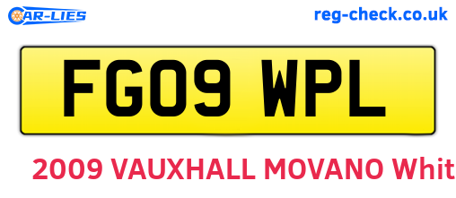 FG09WPL are the vehicle registration plates.