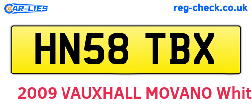 HN58TBX are the vehicle registration plates.