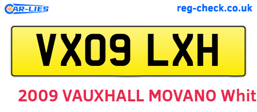 VX09LXH are the vehicle registration plates.