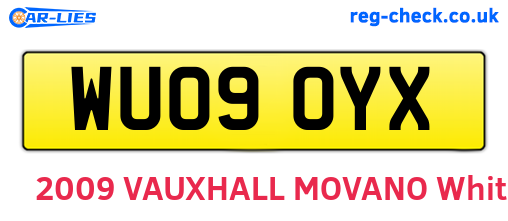WU09OYX are the vehicle registration plates.