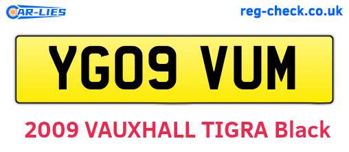 YG09VUM are the vehicle registration plates.