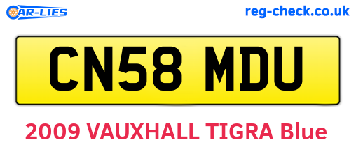 CN58MDU are the vehicle registration plates.