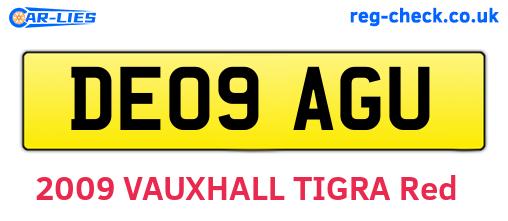 DE09AGU are the vehicle registration plates.