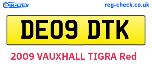 DE09DTK are the vehicle registration plates.